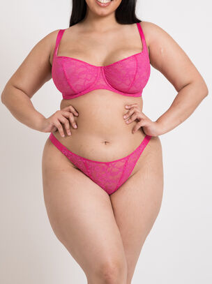 All Night Lace Balcony Bra - Hot Pink