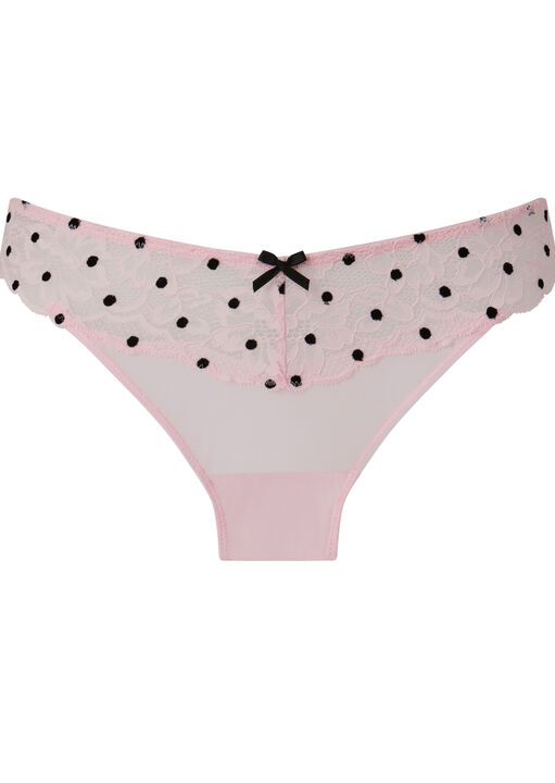 Sexy Lace Flocked Spot Thong image number 4.0