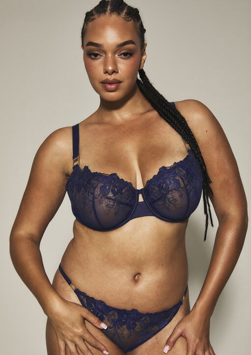 Knickerbox Raven Embroidered Non Padded Balcony Bra image number 1.0