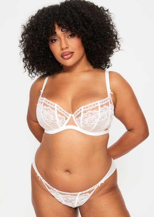 Caged Lace Non Padded Balcony Bra image number 1.0