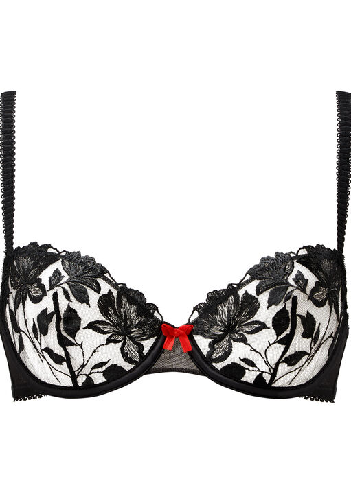 Noir Desire Embroidered Non Padded Balcony Bra image number 4.0