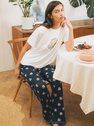 Pancake Stack Cotton Short Sleeve Pyjama Set - Navy