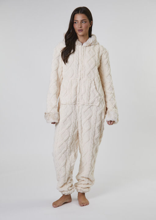 Loungeable Fluffy Cable Knit Onesie image number 0.0