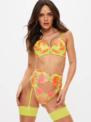 Paradise Glow Padded Plunge Bra - Lime