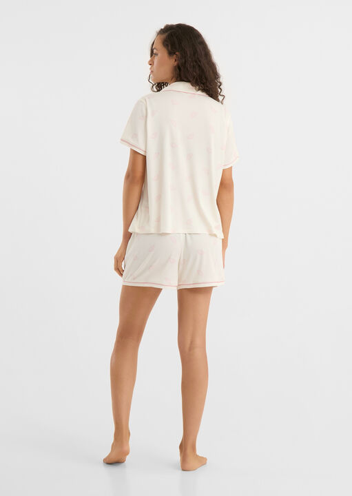 Croissant Print Rib Short Sleeve Set  image number 2.0