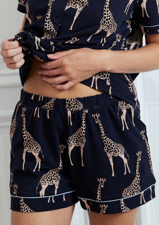 Giraffe Cotton Revere Short Sleeve Set image number 1.0