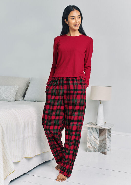 Pointelle Check Long Sleeve Set image number 0.0