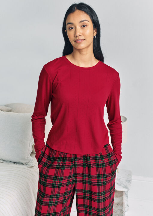 Pointelle Check Long Sleeve Set image number 1.0