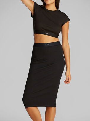 Cotton Stretch Rib Skirt - Black
