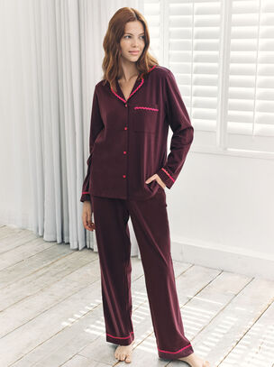 Good Night Long Sleeve Set - Burgundy