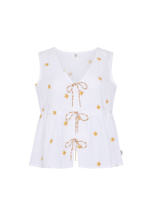 Sun Embroidery Tie Top  image number 4.0