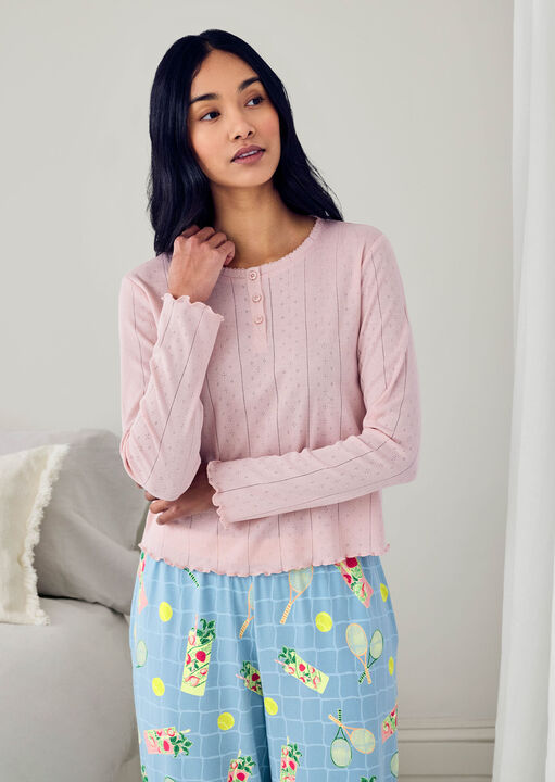 Chelsea Peers Tennis Cocktail Long Slv Set Blue image number 1.0