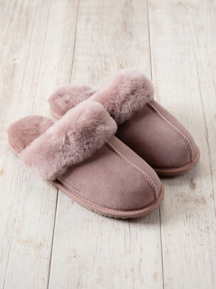 Suede and Shearling Slipper - Pink
