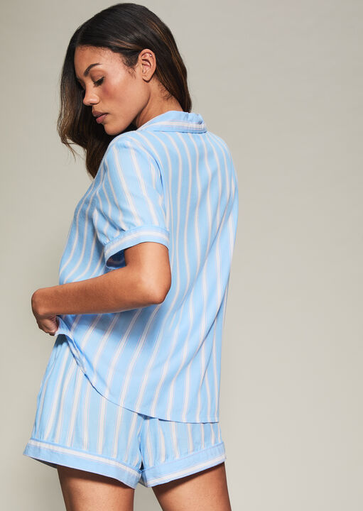Viscose Stripe Short Sleeve Revere Set image number 2.0