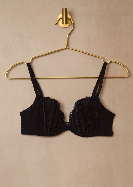 Sexy Lace Non Padded Plunge Bra image number 4.0