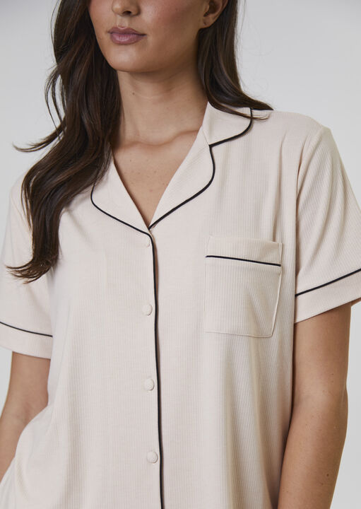 Rib Short Sleeve Revere Set image number 3.0