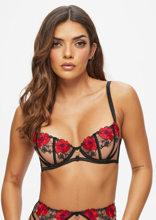 Caged Rose Non Padded Balcony Bra image number 1.0