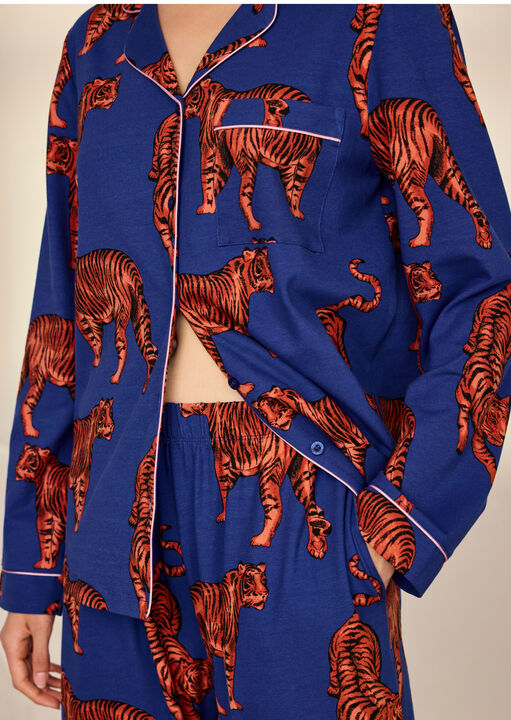 Chelsea Peers Tiger Revere Cotton Long Sleeve Pyjama Set image number 5.0