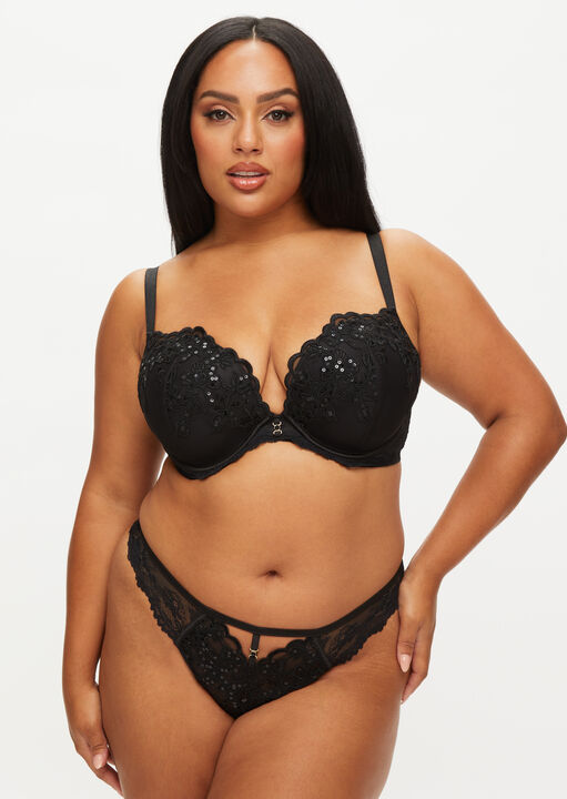 Ann Summers Black The Icon Fuller Bust Padded Plunge Bra, 32F