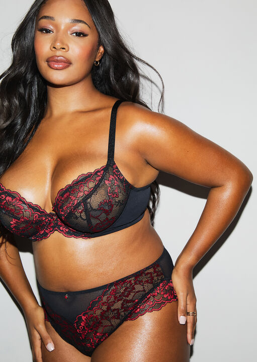 Ann Summers Sexy Lace Fuller Bust Non Padded Plunge Bra, Black/Multi, Size 32F, Women - Image 2