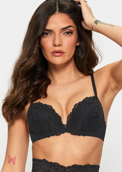 Ann Summers Black Sexy Lace Padded Plunge Bra, 38D