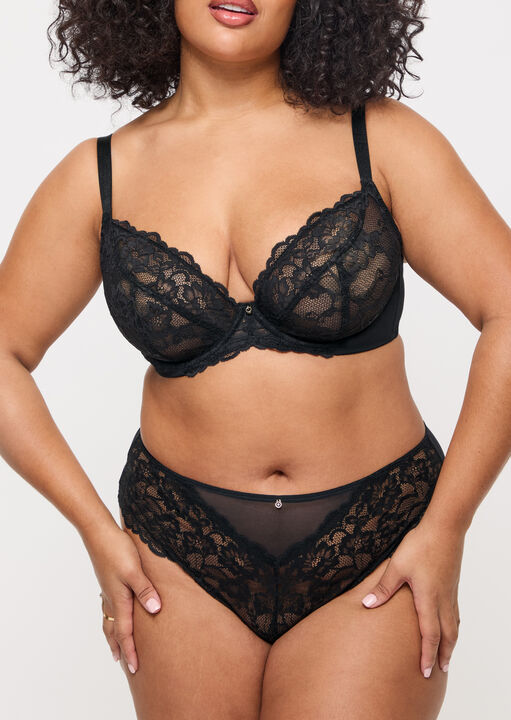 Ann Summers Black Sexy Lace Fuller Bust Non Padded Plunge Bra, 40G