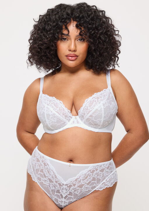 Ann Summers White Sexy Lace Fuller Bust Non Padded Plunge Bra, 36Dd