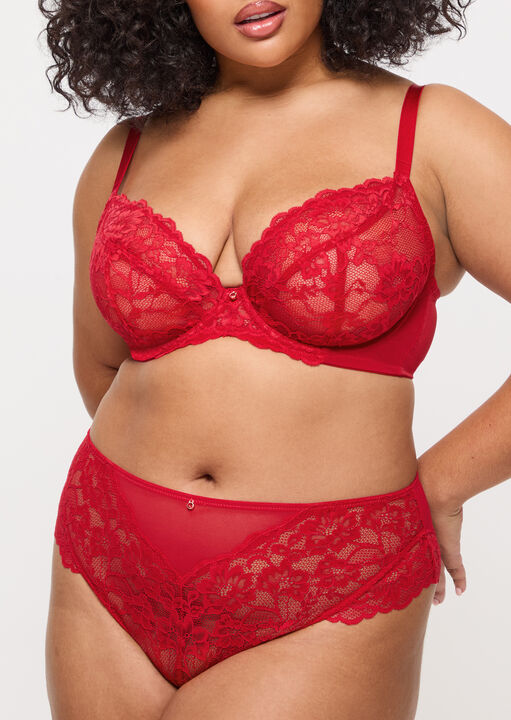 Ann Summers Red Sexy Lace Fuller Bust Non Padded Plunge Bra, 42Gg