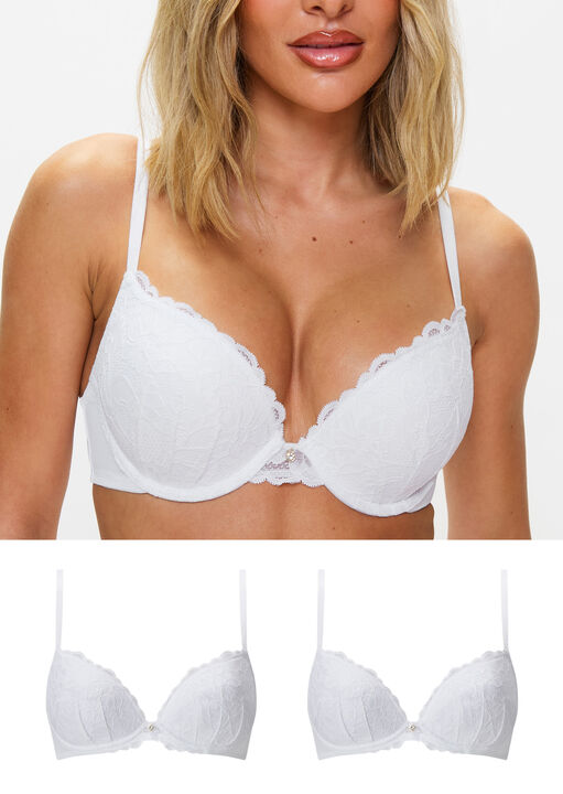 Ann Summers White Sexy Lace Padded Plunge Bra - Pack Of 2, 30F