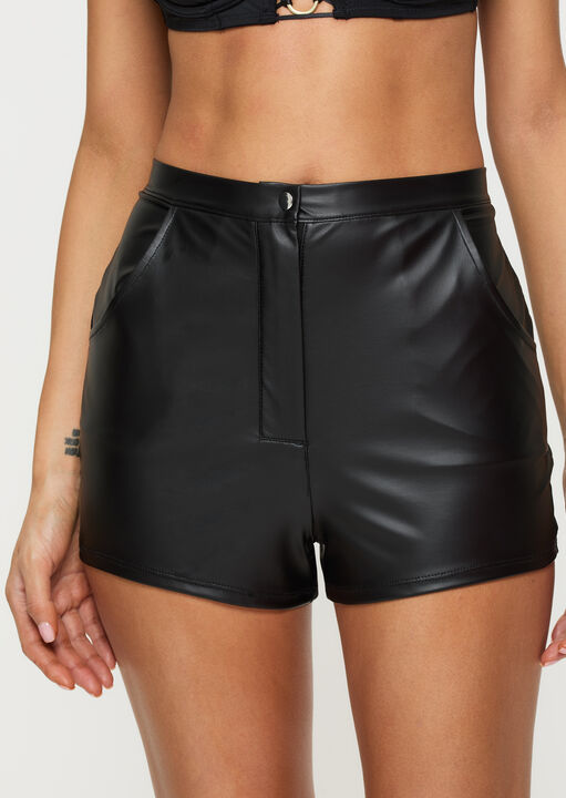 Ann Summers Black Plain Pu Shorts, Xs