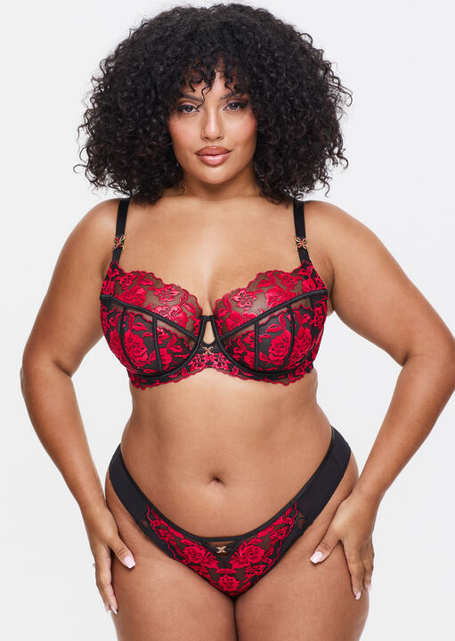 Ann Summers Black/Red Endless Attraction Non Padded Fuller Bust Plunge Bra, 32F
