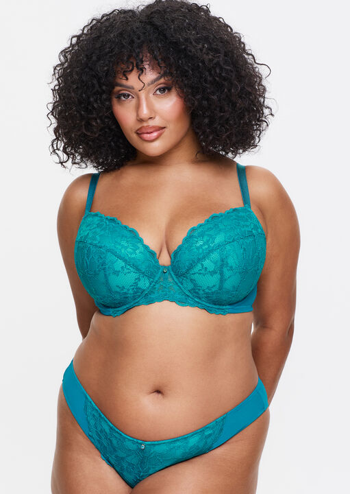 Ann Summers Teal Sexy Lace Padded Plunge Bra, 32F
