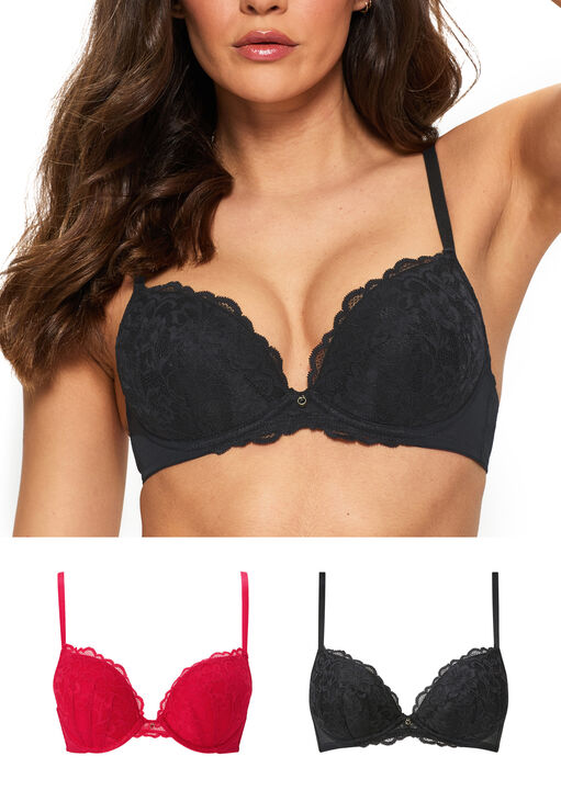 Ann Summers Multi Sexy Lace Padded Plunge Bra - Pack Of 2, 36B
