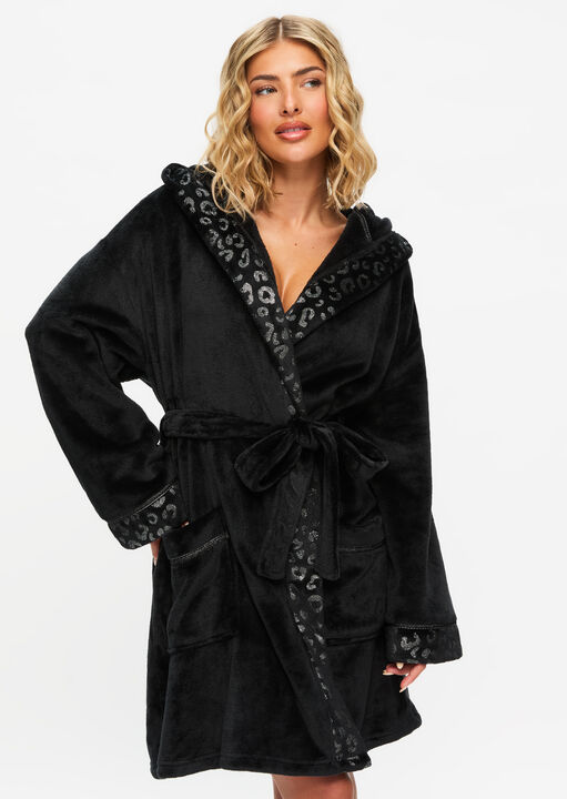 Ann Summers Black Signature Sparkle Fluffy Robe, Xxl