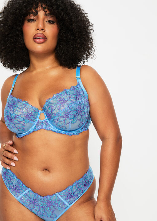 Ann Summers Light Blue Camille Sequin Non Padded Fuller Bust Balcony Bra, 40Gg