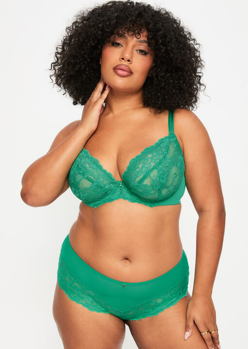 Ann Summers Green Sexy Lace Fuller Bust Non Padded Plunge Bra, 36Dd