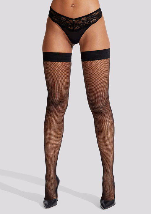 Ann Summers Black Micro Fishnet Seamed Hold Ups, Xs