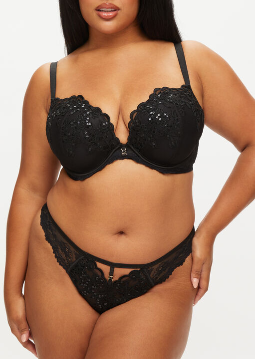 Ann Summers Black The Icon Fuller Bust Padded Plunge Bra, 36G