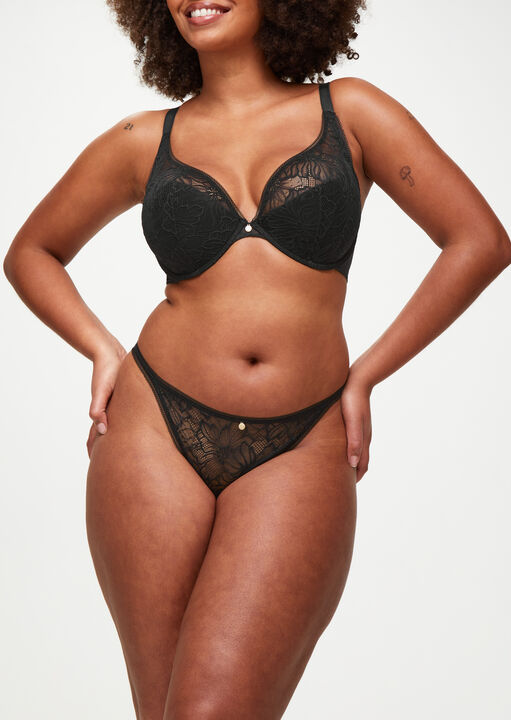 Knickerbox Black Alice Lace Padded Plunge Bra, 38E