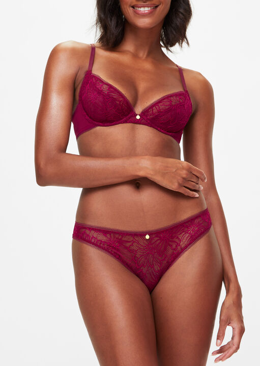 Knickerbox Dark Red Alice Lace Non Padded Plunge Bra, 34Ff