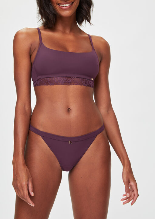 Knickerbox Dark Purple Louisa Ribbed Padded Crop Bra, 16
