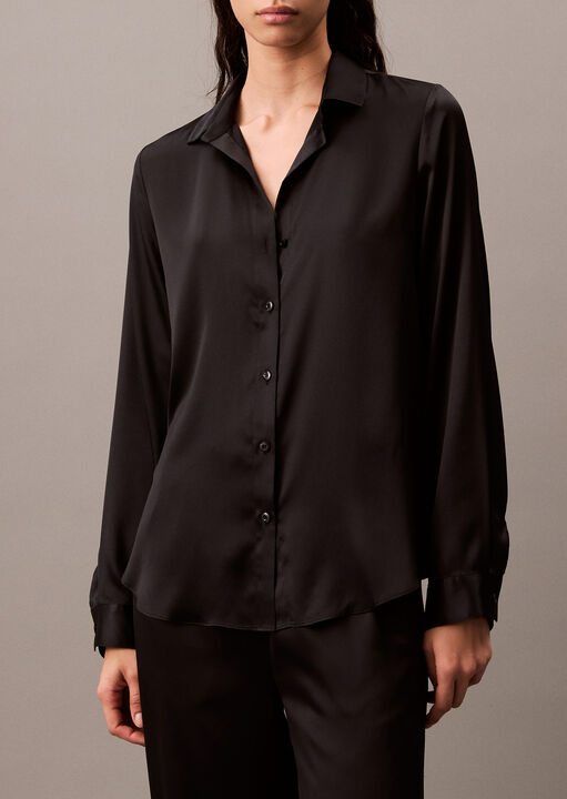 Calvin Klein Black Satin Shirt, L