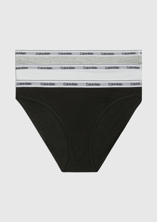 Calvin Klein Underwear Pack Of 3 Modern Logo Knickers In Cotton Women's Black/White/Grey Extra Large - La Redoute - Image 7