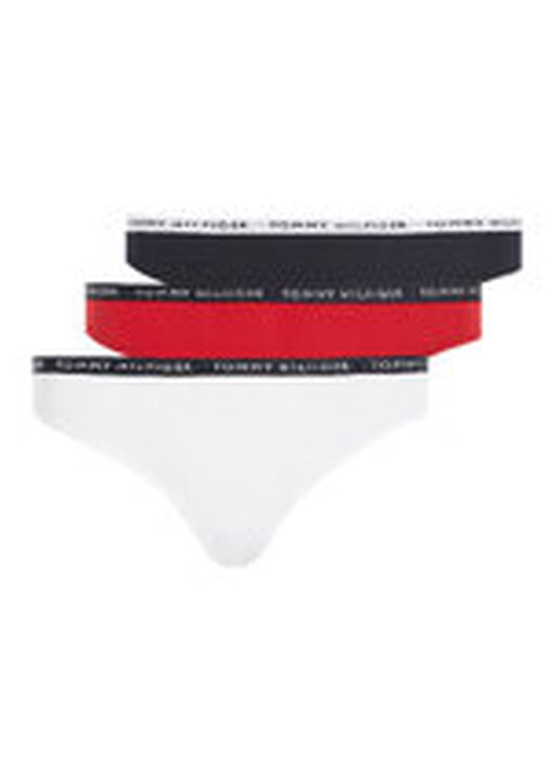 Tommy Hilfiger Multi Recycled Essentials 3 Pack Thong, Extra Small