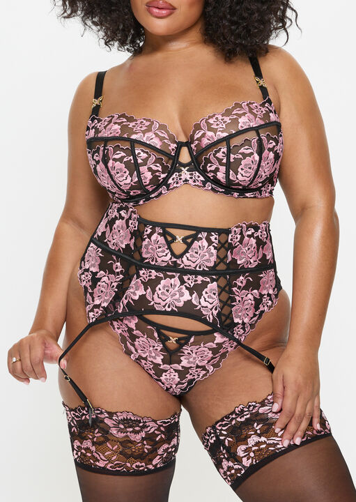 Ann Summers Black/Pink Endless Attraction Fuller Bust Non-Padded Plunge Bra, 38F