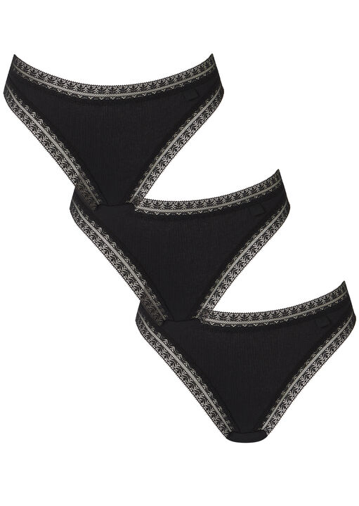 Knickerbox Black Geometric Lace Brazilian Knickers - Pack Of 3, 18