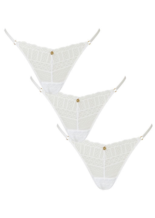 Knickerbox White Geometric Lace Thong - Pack Of 3, 8 - Image 2