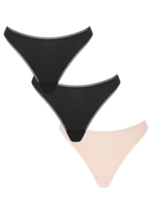 Knickerbox Black Microfibre Lace Brazilian Knickers - Pack Of 3, 10 - Image 3
