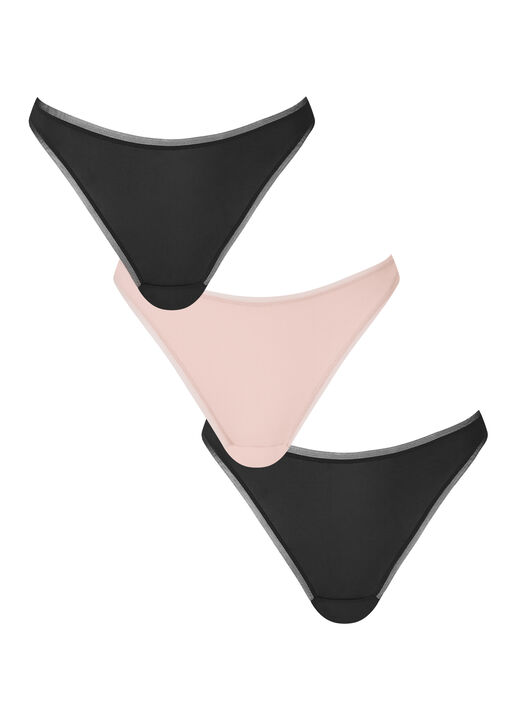 Knickerbox Black Lace Microfibre Thong - Pack Of 3, 10