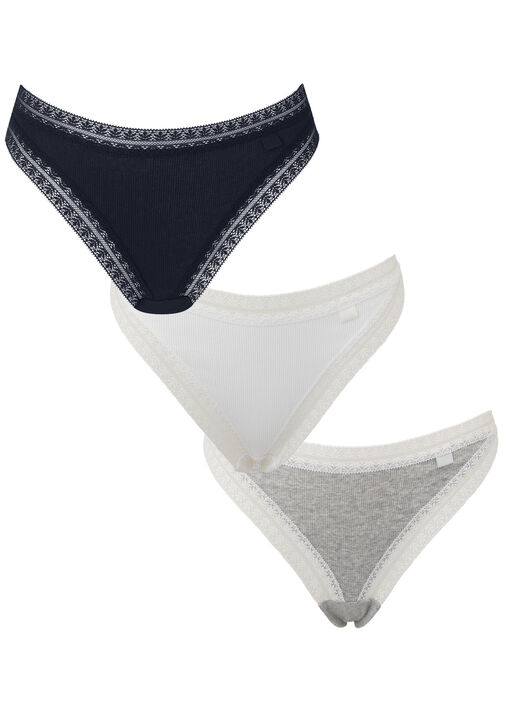 Knickerbox Navy 3 Pack Cotton Thong, 8